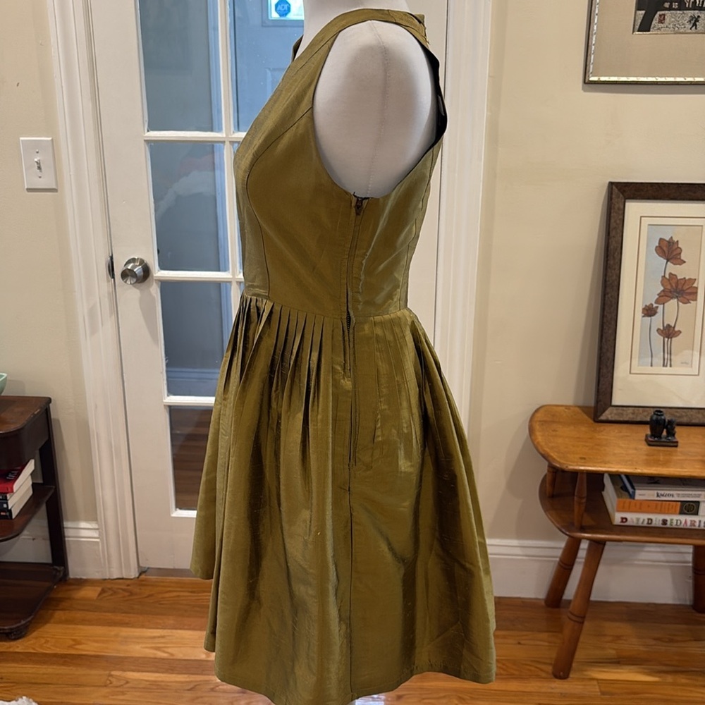 Anthropologie Harlyn Sleeveless Pleated Silk Fit-and-Flare Dress. Size XS. - Picture 4 of 10